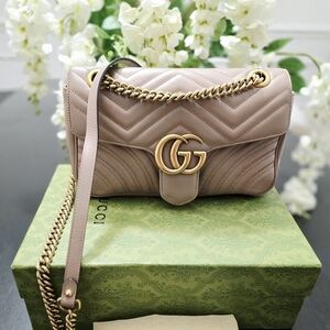 Gucci Marmont Quilted Leather Dusty Pink Shoulder Bag